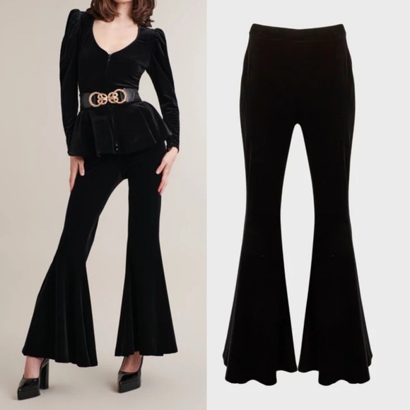 $450 Anne Fontaine Paris Velvet Vic Pants Black High Stretch Flared 36 XS - Picture 1 of 11